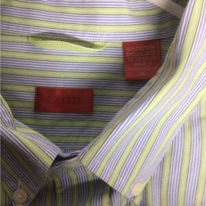 Izod Green and Blue Striped Button-Down Shirt